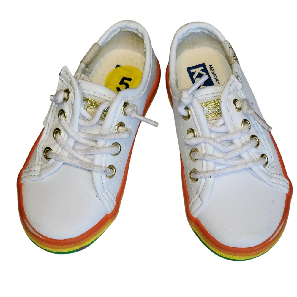 Converse White Sneakers with Rainbow Sole‎